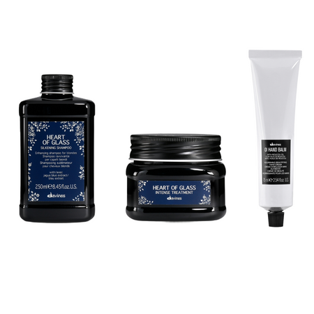 Zestaw Davines Heart of Glass rozświetlająco-wzmacniający szampon 250 ml + kuracja 150 ml + OI krem do rąk 75 ml