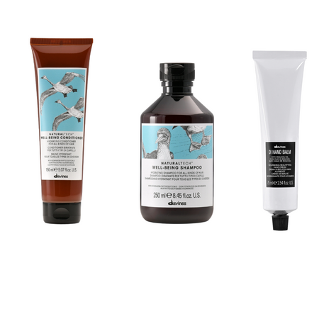 Zestaw Davines Naturaltech Well-being do wszystkich rodzajów włosów szampon 250 ml + odżywka 150 ml + OI krem do rąk 75 ml